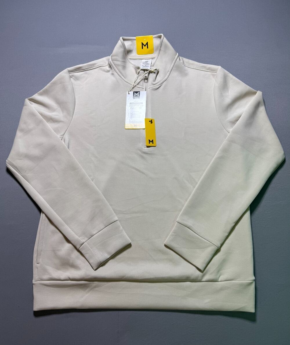 NWT Member's Mark Sandwash Quarter-Zip Pullover Sweater Men's Medium Beige Cozy